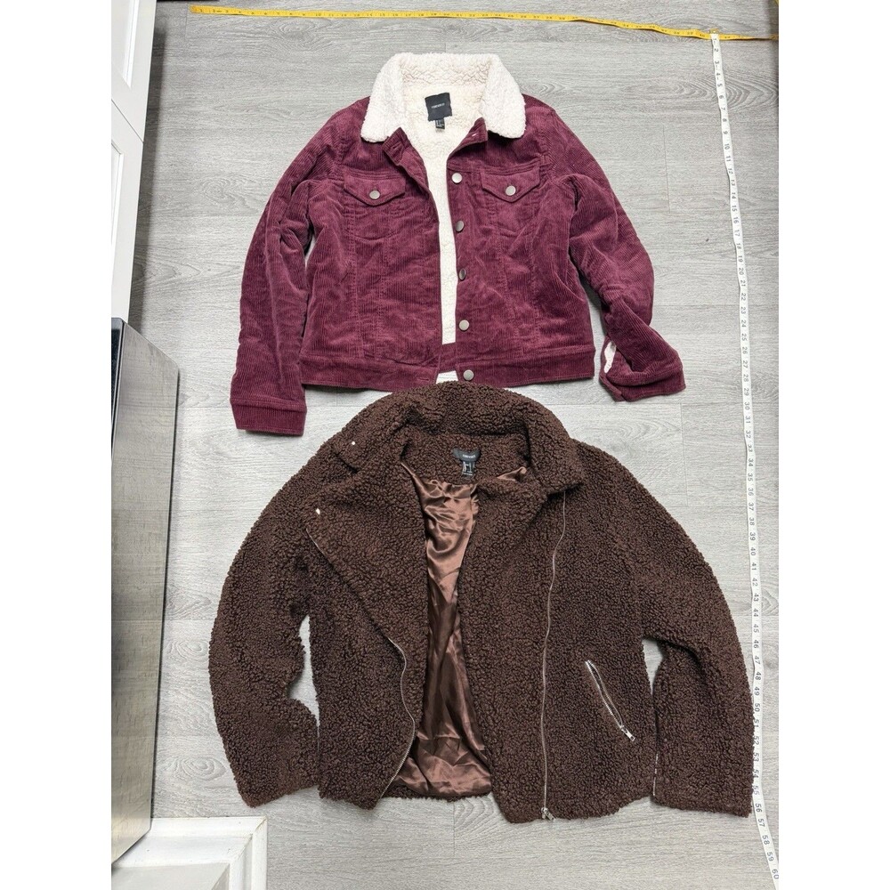 Forever 21 Womens Jacket Lot of 2 Size L Corduroy Sherpa Teddy